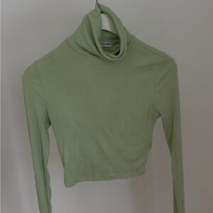 Aritzia Sage Green Turtleneck Crop Top